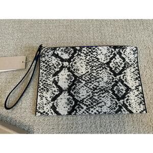 NWT Rothy’s Python Print Clutch Black White Cream Snakeskin